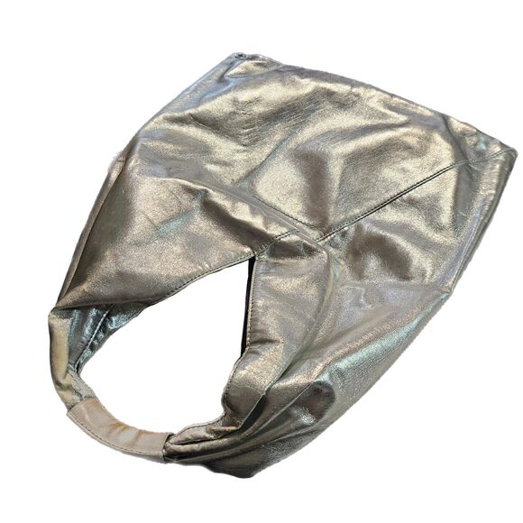 MM6 Maison Margiela Silver Foil Vegan Leather Triangle Top Handle Hobo Bag GUC - Picture 3 of 13